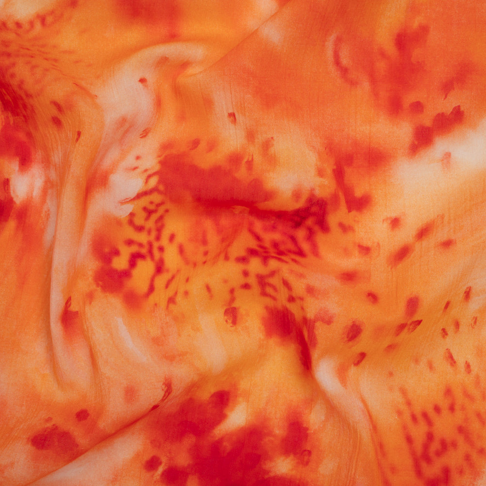 Crinkled Cotton Gauzy Woven - Bright Orange and Red Splashes and Spots - Mood Exclusive Solar Flare Print - Joann Fabrics
