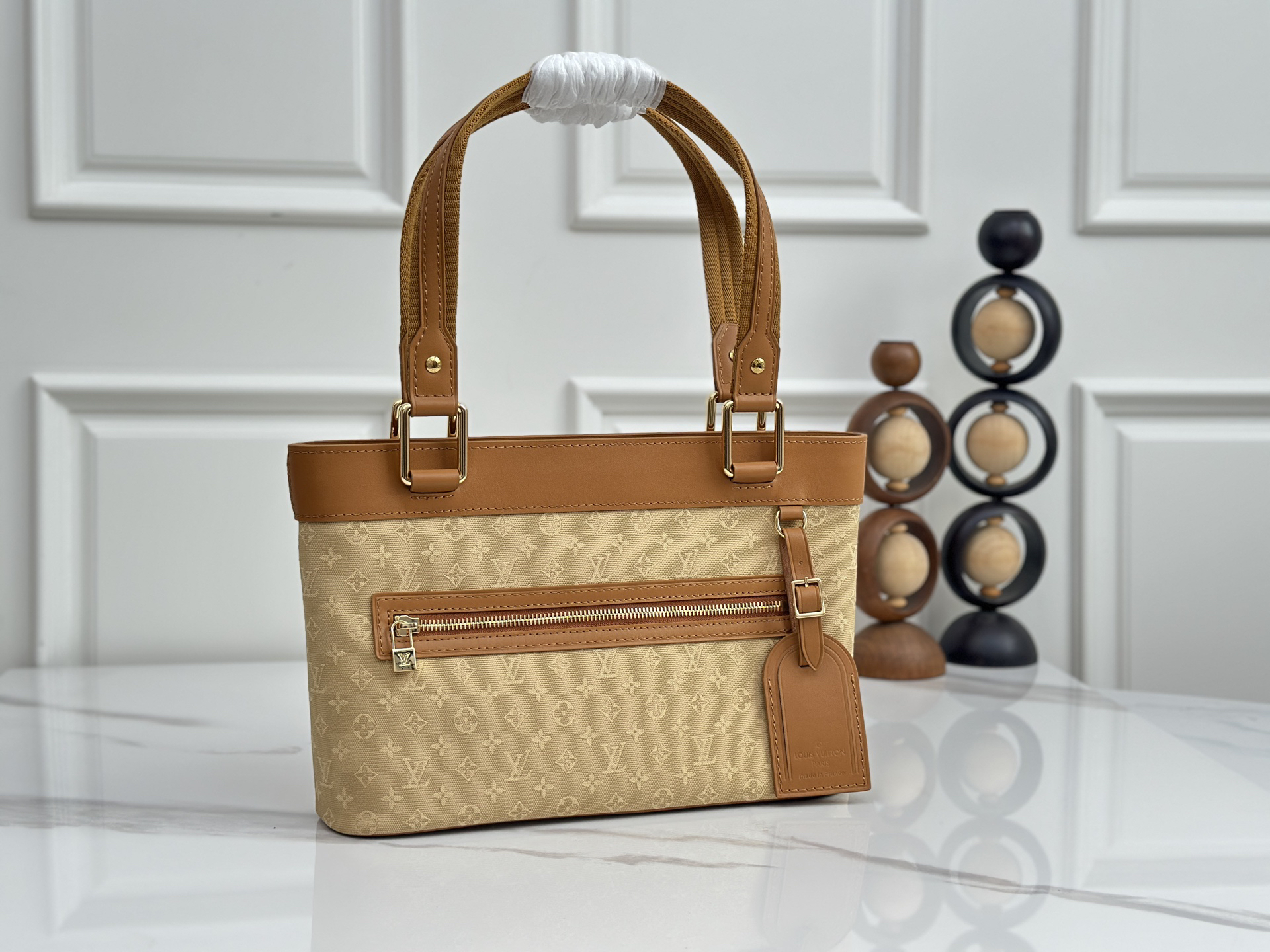 Lucille Small Tote (Archive Edition) – Vintage LV Denim Handbag with Cowhide Trim
