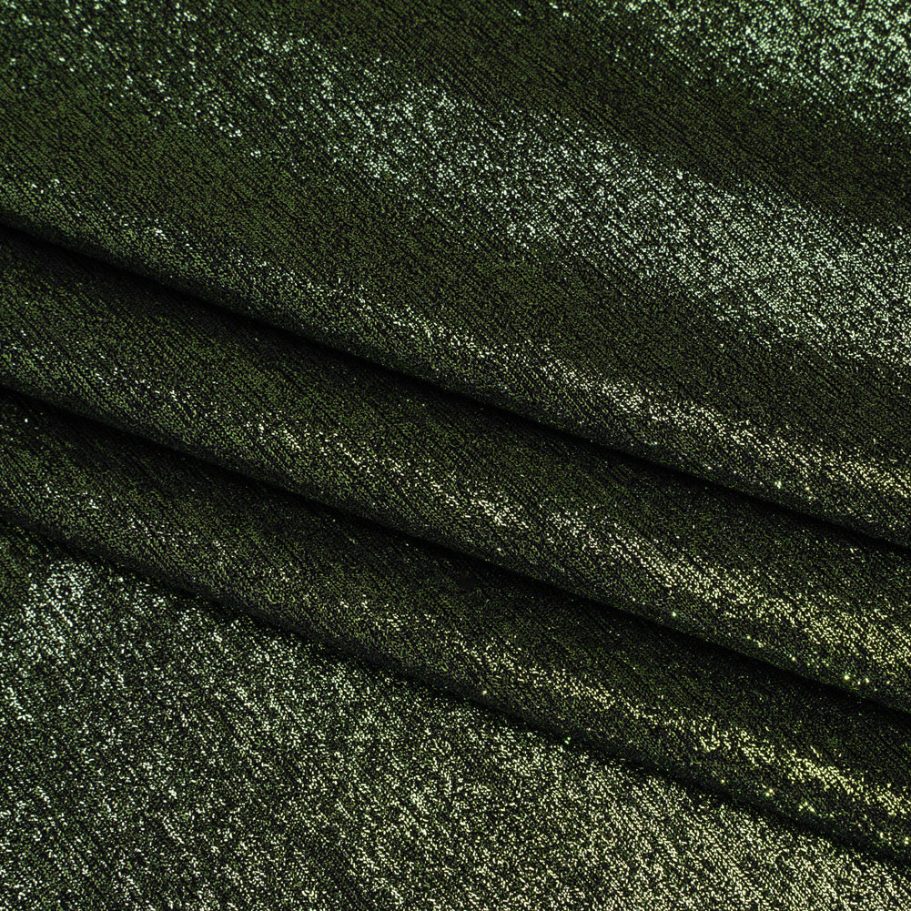 Metallic Foiled Uneven Stretch Rib Knit - Green on Black - Estelle Collection - Joann Fabrics
