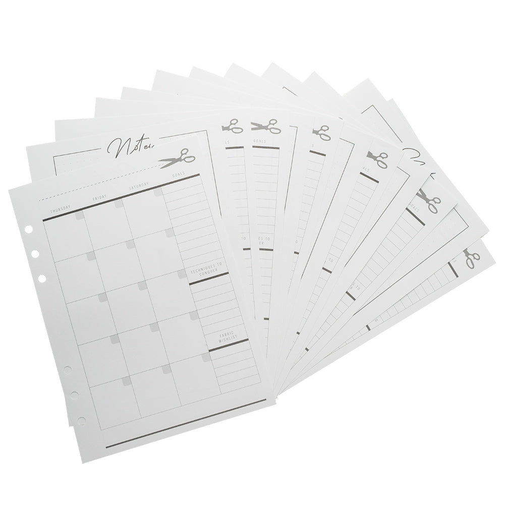 Mood Designer Sewing Planner Undated Monthly Calendar Refills - 5.82
