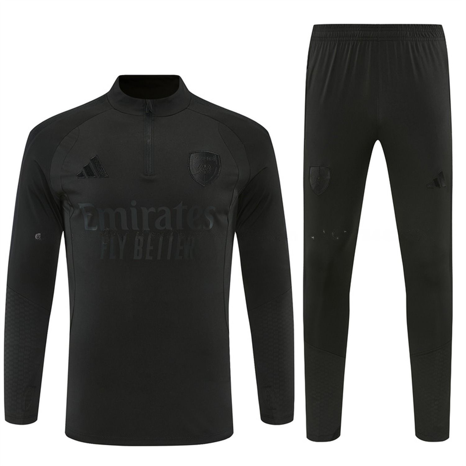 Arsenal 26-27 Long Sleeve Training Set - Pure Black Top & Black Pants - UnitedFutballJersey