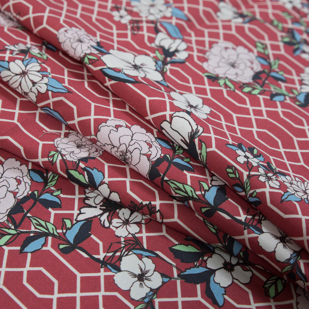 Cotton Poplin - Red Floral and Geometric - La Fortuna de lo Memorable Print - Mood Exclusive Avenable Collection - Joann Fabrics