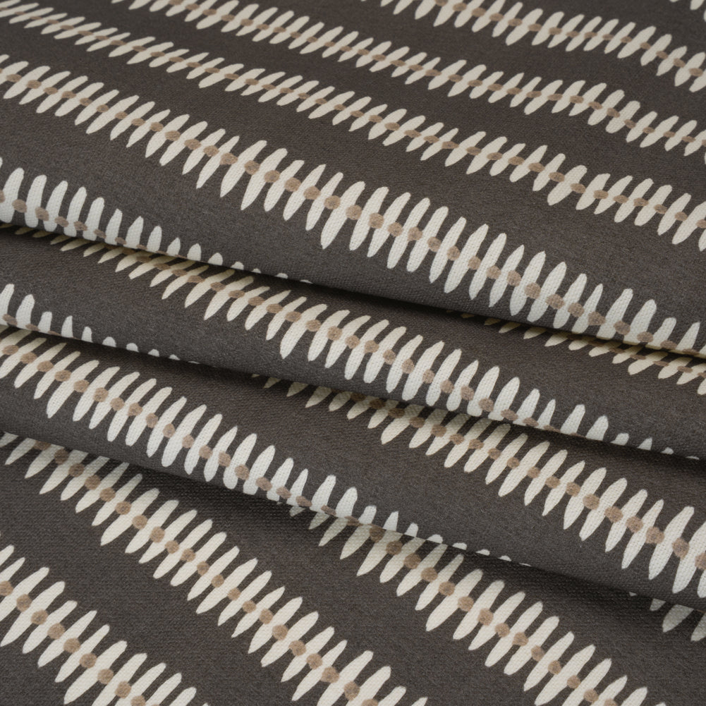 Cotton and Linen Canvas Print - Charcoal Dash and Dot Stripes - British Imported - Joann Fabrics