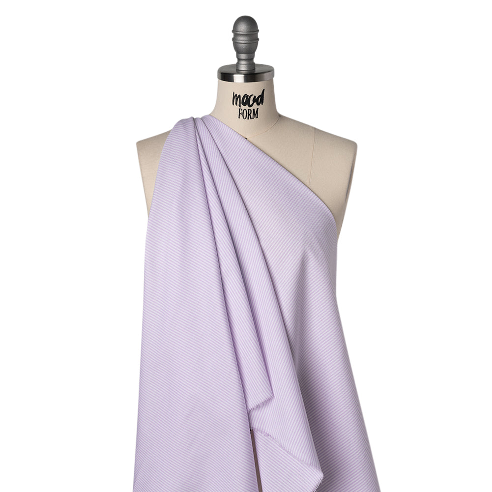 Cotton Oxford Shirting - Pale Lavender and White Candy Stripes - Designer Deadstock - Joann Fabrics