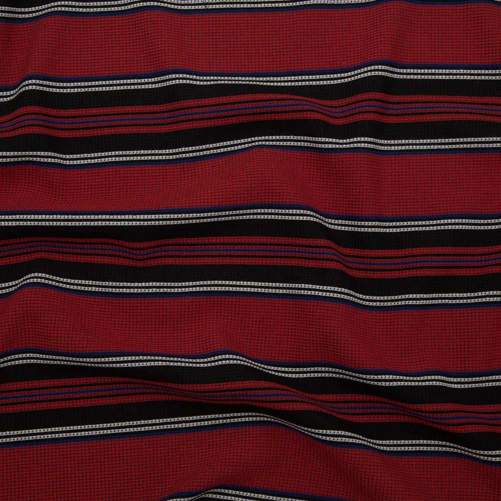 Italian Mazarine Blue, Antarctica and Aurora Red Striped Stretch Polyester Woven - Joann Fabrics