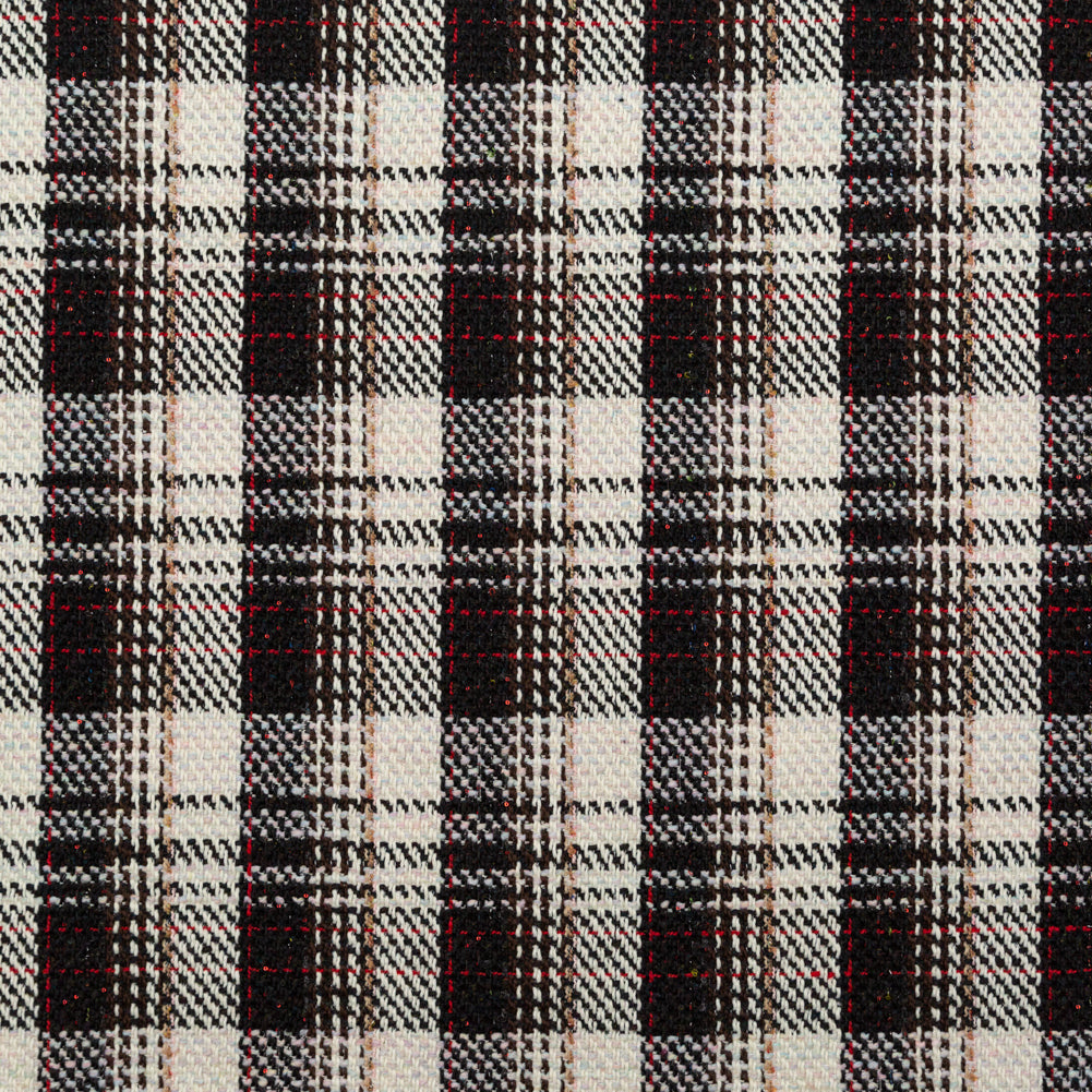 Black, Ivory and Red Plaid Tweed with Sequins - Joann Fabrics