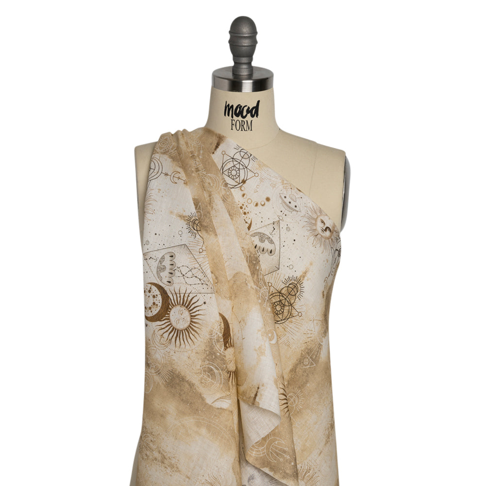 Beige and Brown Arcane Symbols Lightweight Linen Woven - Joann Fabrics