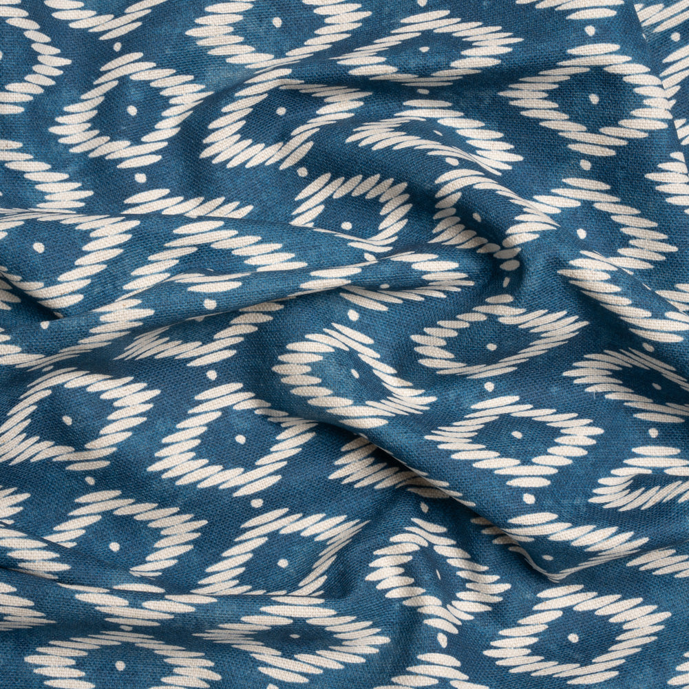 Cotton and Linen Canvas Print - Midnight Diamonds and Dots - British Imported - Joann Fabrics