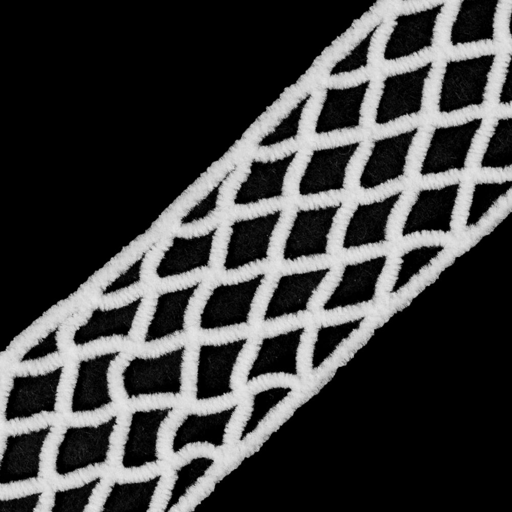 White Criss Cross Chenille Trim - 2