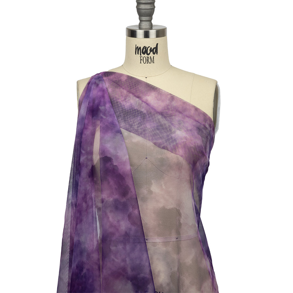 Purple and Ultramarine Abstract Watercolor Printed Tulle - Joann Fabrics