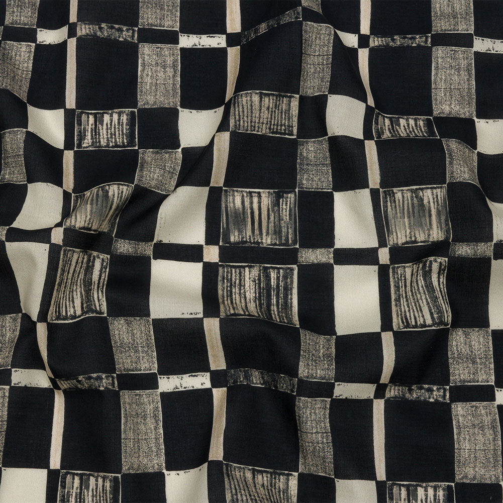 Cotton Voile - Black and White Checks - City Blocked Print - Mood Exclusive Metro Collection - Joann Fabrics