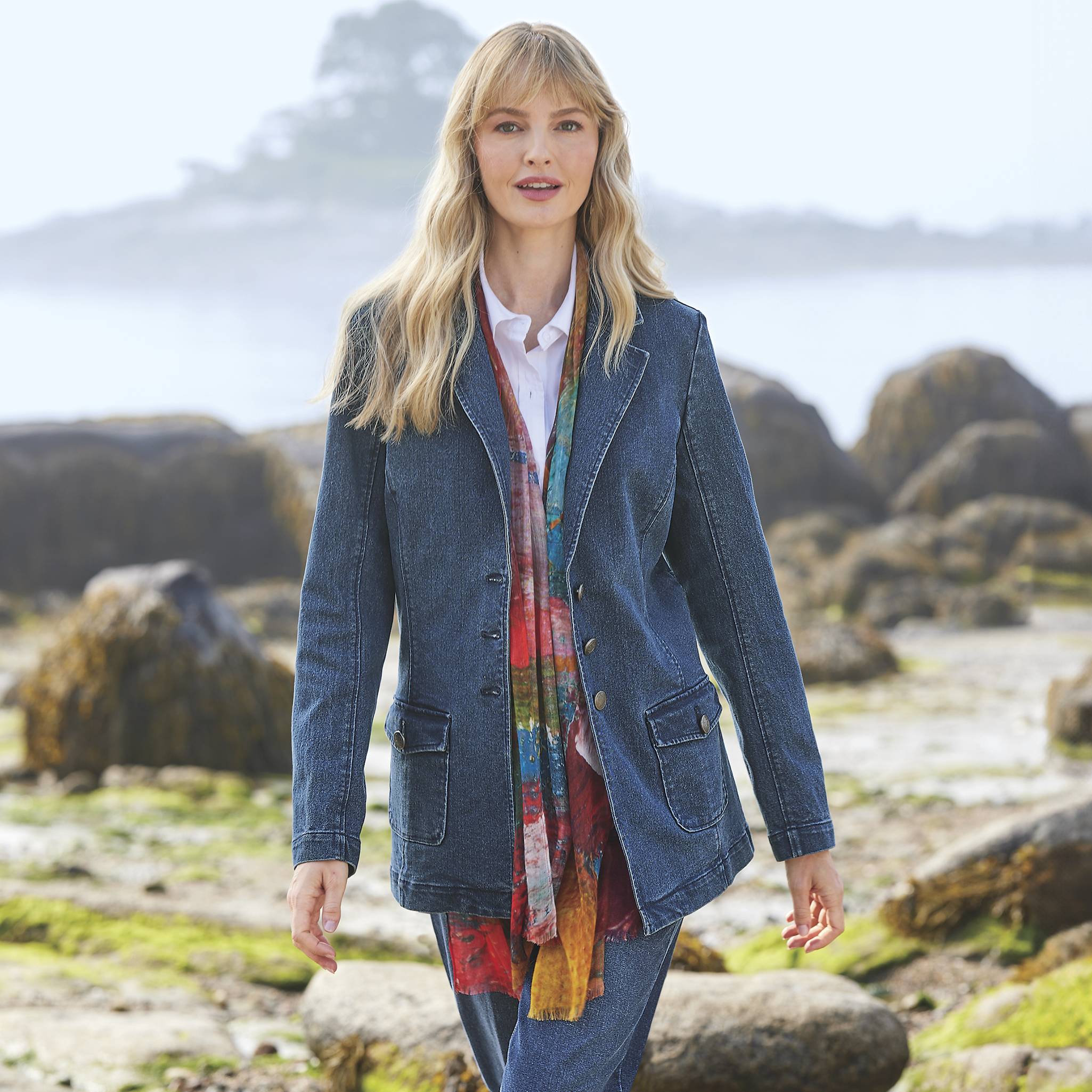 Painterly Print Scarf in Soft, Lightweight Modal - Northstyle Catalog