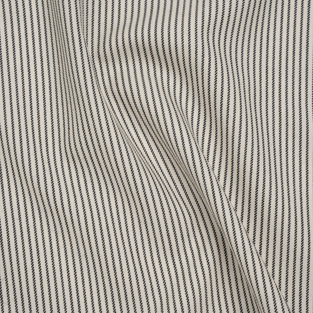 Wool Twill Suiting by Alexander McQueen - Cream and Black Chalk Stripes - Designer Deadstock - Joann Fabrics