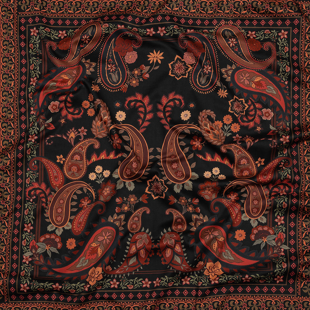 Stretch Cotton Sateen - Black and Red Paisley - Kaleidoscope Dreams Print - Mood Exclusive Rockland Collection - Joann Fabrics
