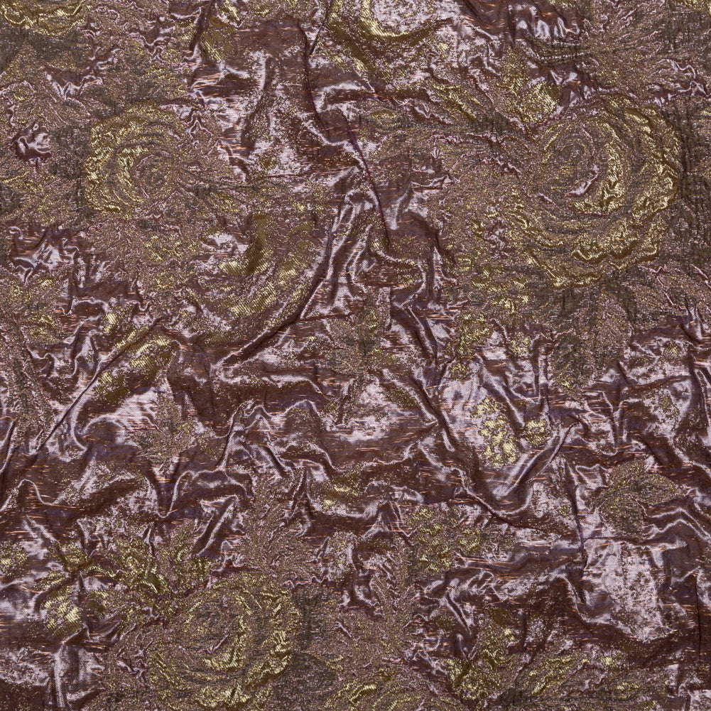 Metallic Mauve Wine and Golden Egg Floral Luxury Double Layer Organza Brocade - Joann Fabrics