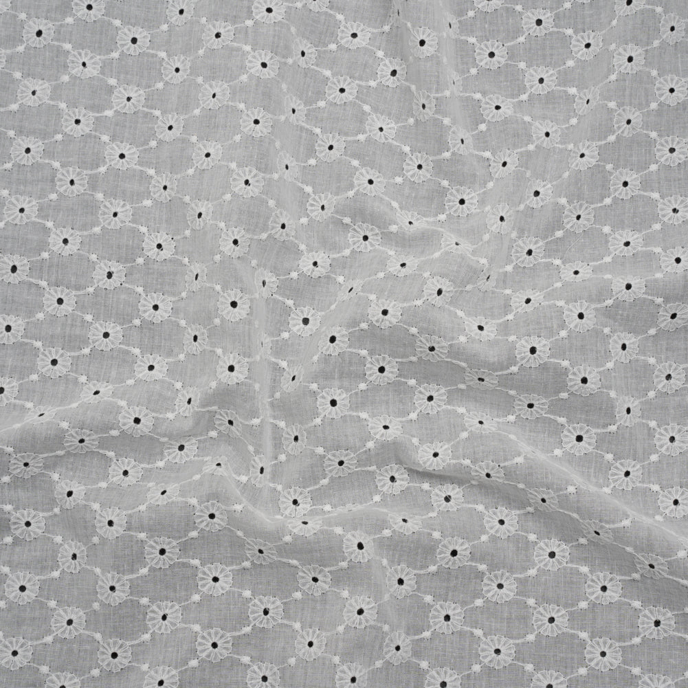 Embroidered Eyelet Cotton Voile - White Flower Lattice - Naomi Collection - Joann Fabrics