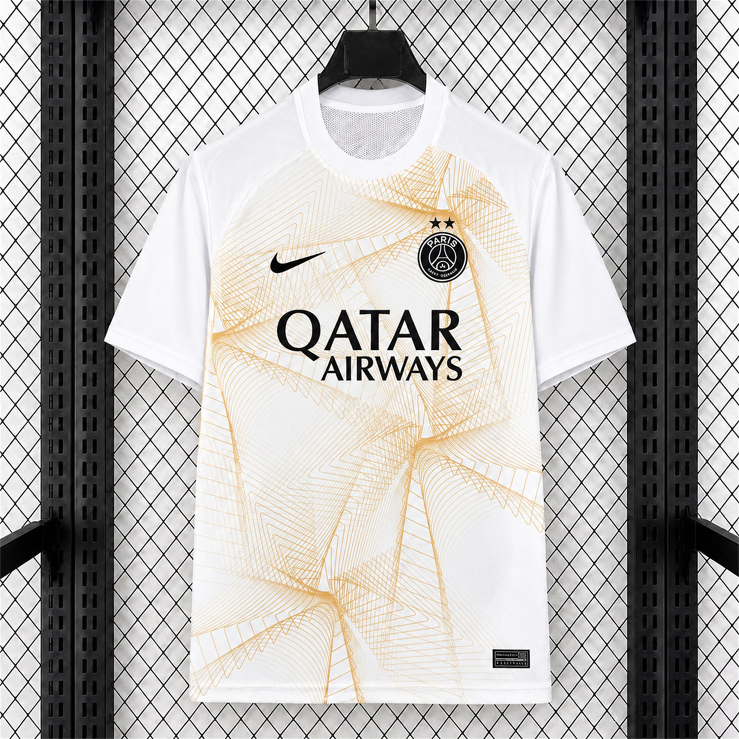Paris Saint-Germain PSG 26-27 Champions League White Yellow Pre-Match Jersey - Fans Version - UnitedFutballJersey