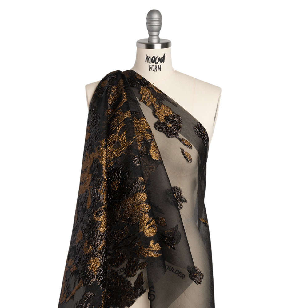 Metallic Luxury Burnout Brocade - Copper and Black Floral Border - Joann Fabrics
