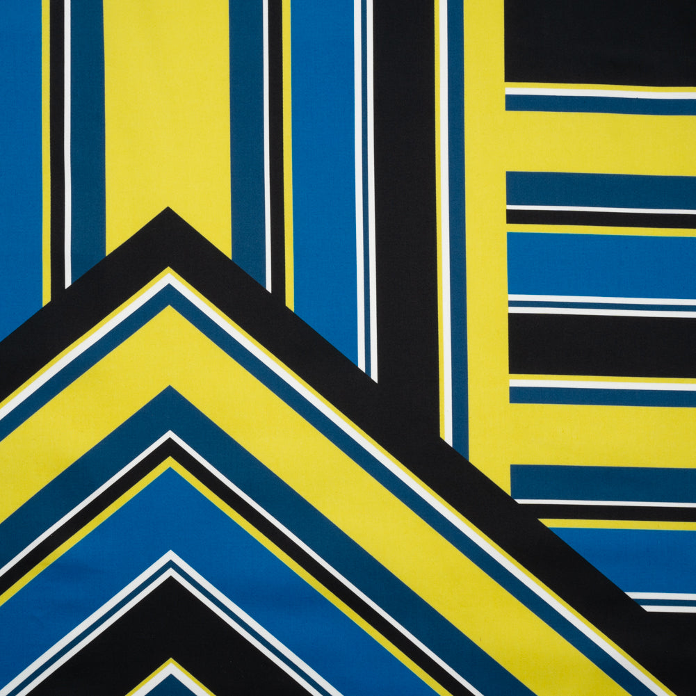 Yellow, Royal Blue and Black Large-Scale Geometric Stretch Cotton Sateen - Joann Fabrics