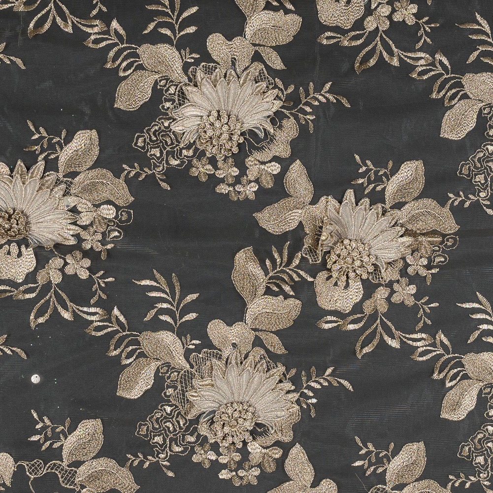 Metallic Gold 3D Floral Embroidered Mesh - Joann Fabrics