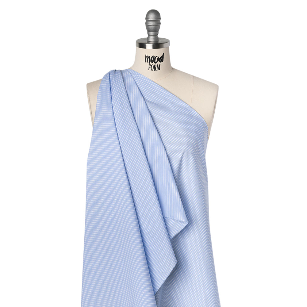 Cotton Shirting - Blue Bell and White Chambray Stripes - Deadstock - Joann Fabrics