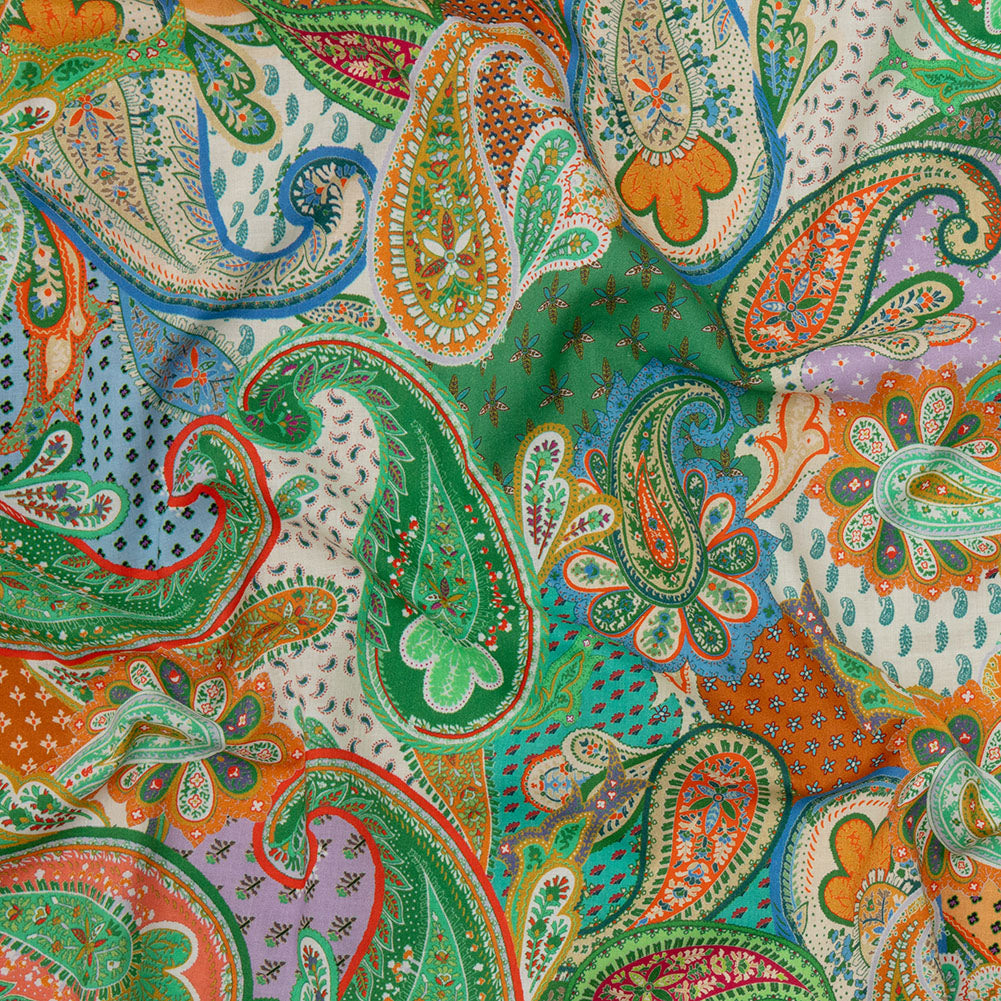 Cotton Voile - Green and Orange Paisley - Dragonfly Inn Print - Mood Exclusive Gisele Collection - Joann Fabrics