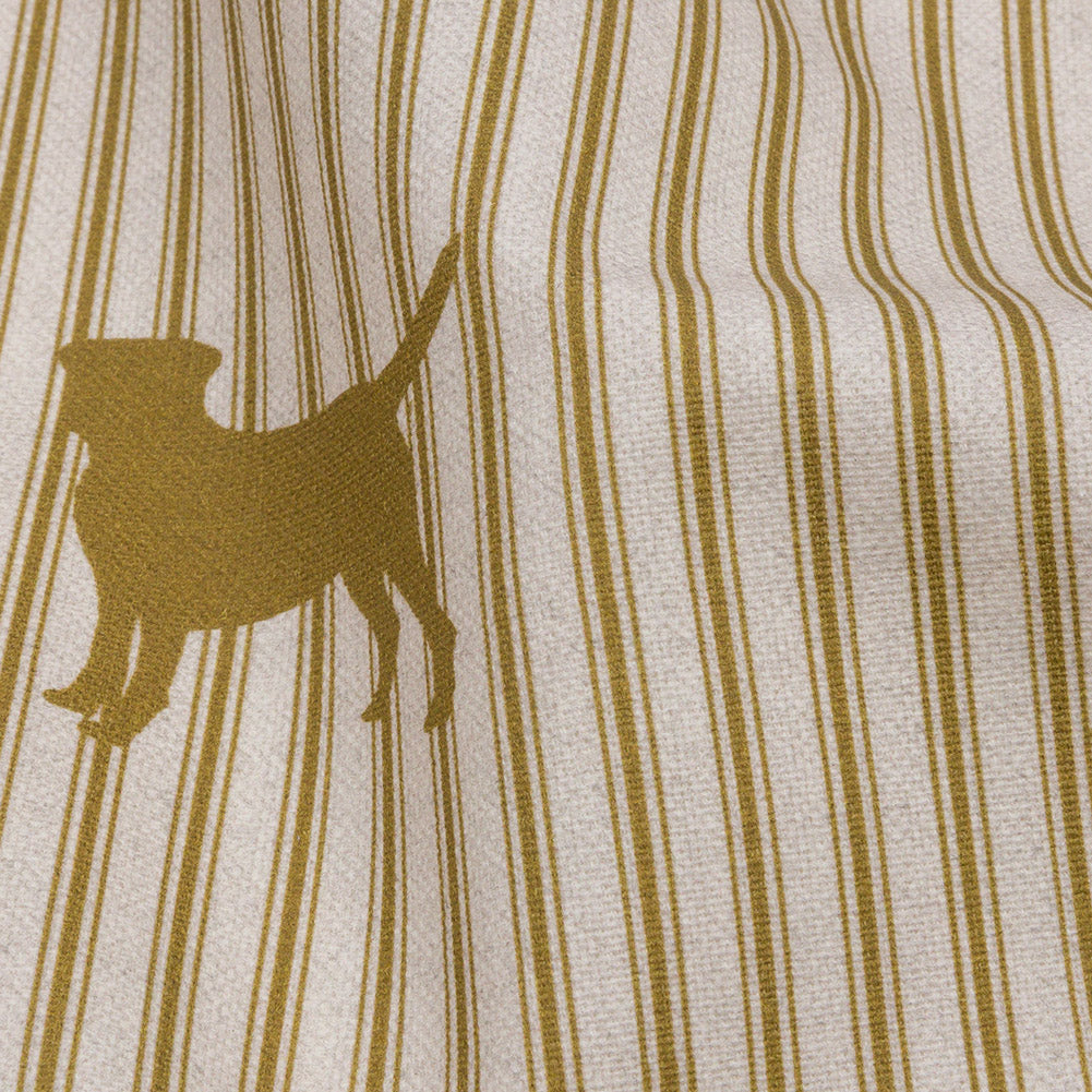 Cotton Canvas Print - Gold Dog Silhouettes and Ticking Stripes - British Imported - Joann Fabrics