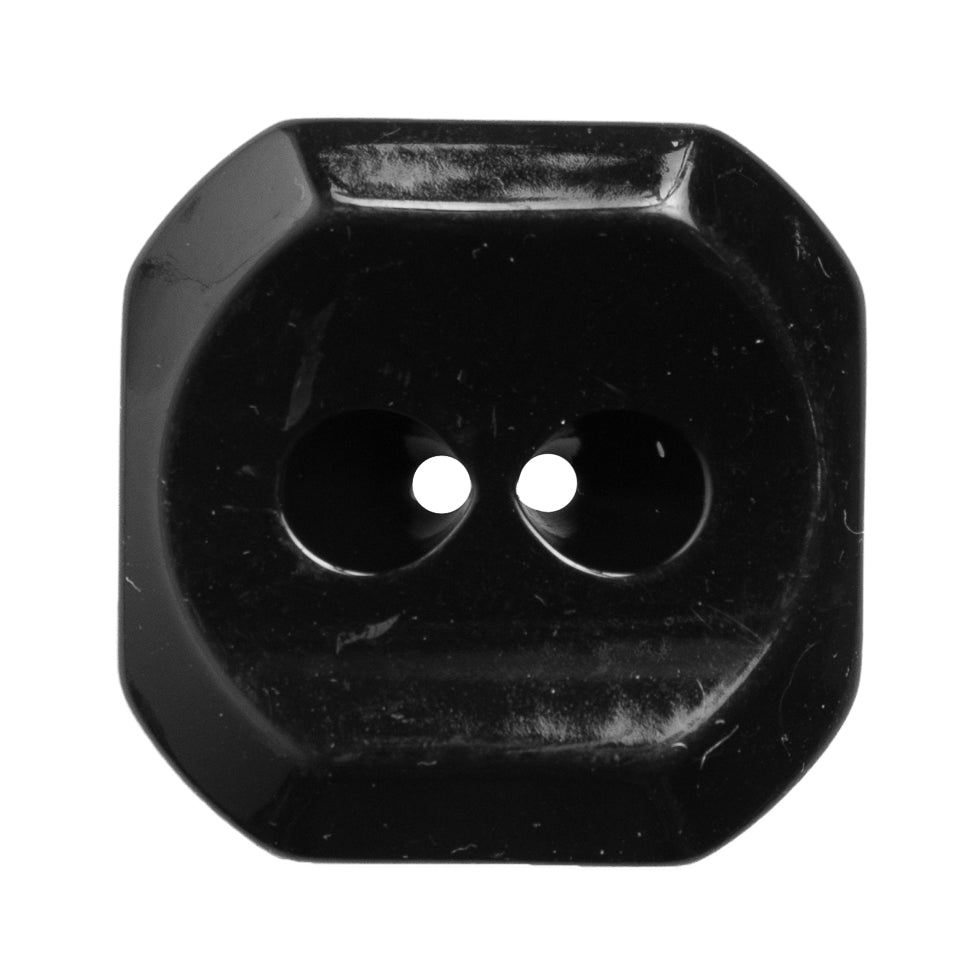 Square Plastic 2-Hole Button with Cut Corners Made in Italy - 54L/34mm - Black - Joann Fabrics
