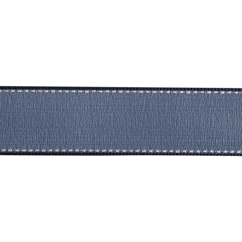 Sheer Ribbon with White Stitched Border - 1