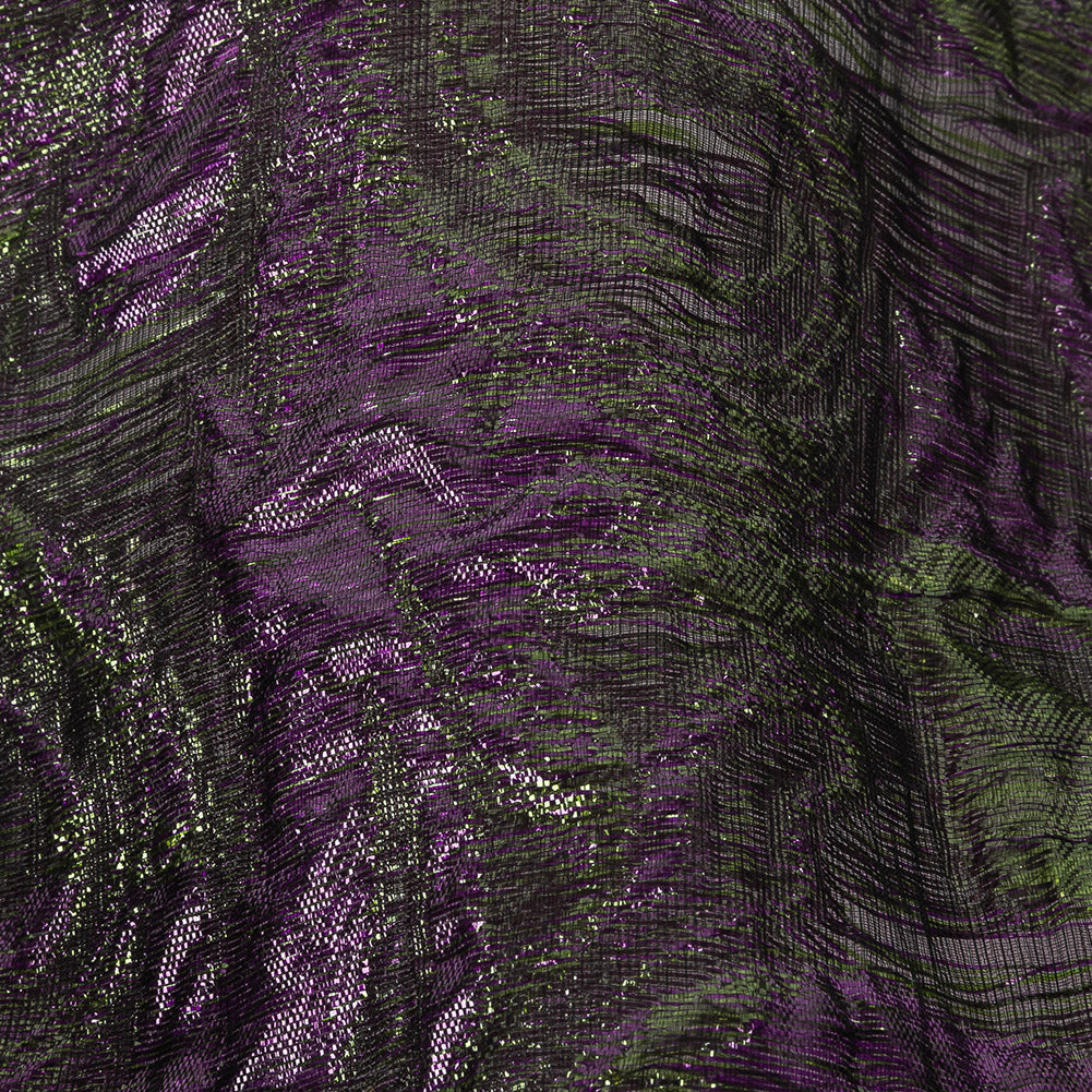 Mood Exclusive Metallic Plum Violet and Green Swirls Sheer Organza Luxury Brocade - Joann Fabrics