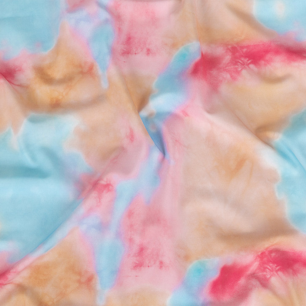 Compression Swimwear Tricot, UV Protective with Aloe Vera Microcapsules - Orange, Pink and Blue Tie Dye - Caye Collection - Joann Fabrics