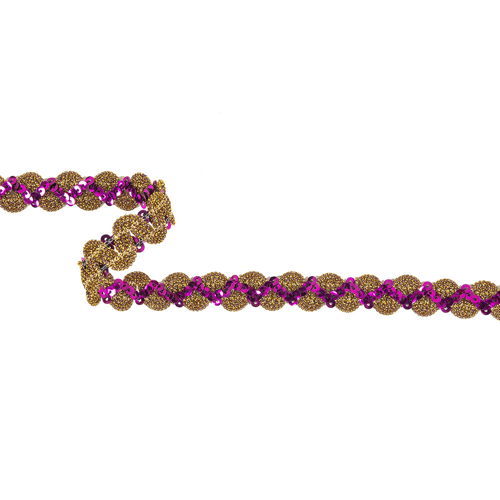 Metallic Purple and Gold Zig Zag Sequins Ric Rac Trim - 0.625