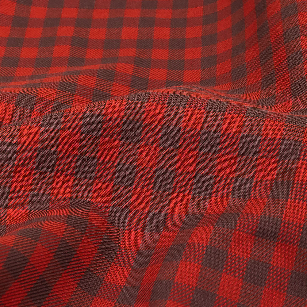 Red and Brown Checkered Twill Cotton Shirting - Joann Fabrics