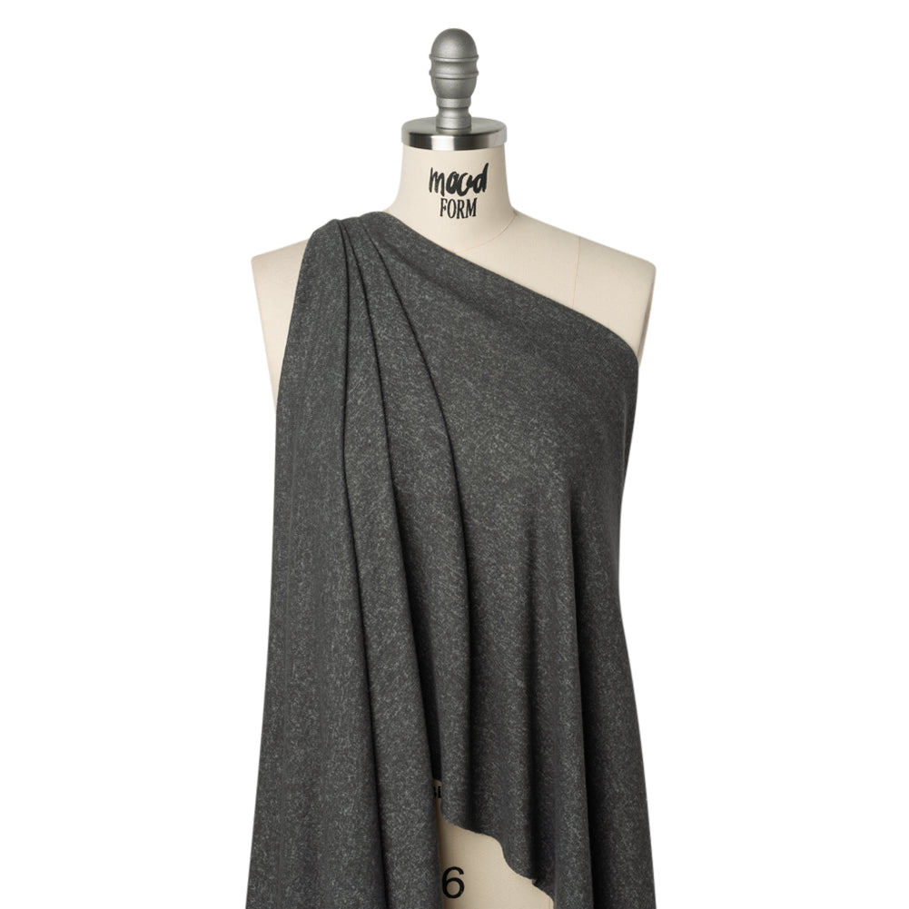 Cozy Brushed Stretch Rayon Sweater Knit - Heathered Anthracite Gray - Deadstock - Joann Fabrics