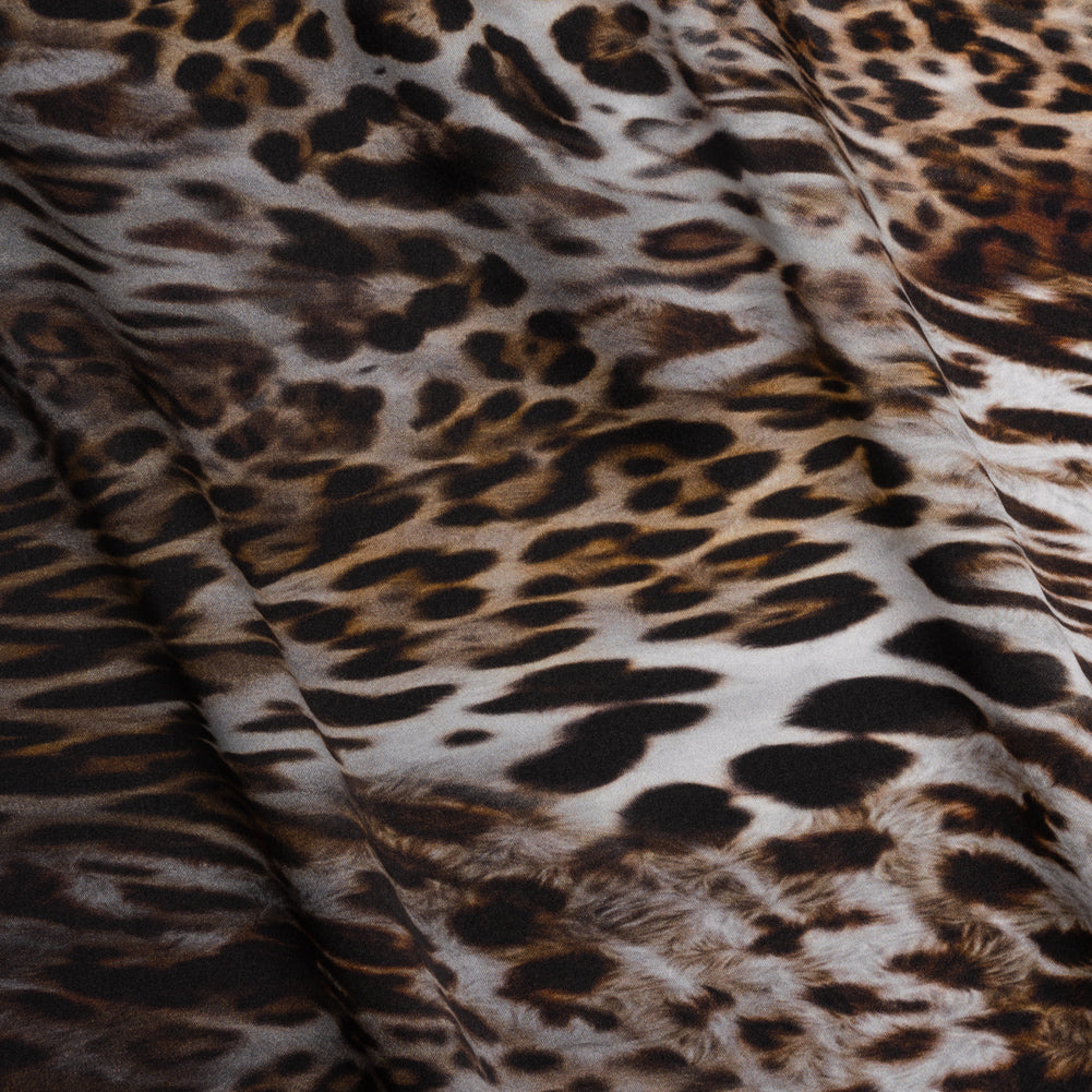 Silk Charmeuse Print - Black, Brown and White Leopard Spots Ombre - Joann Fabrics