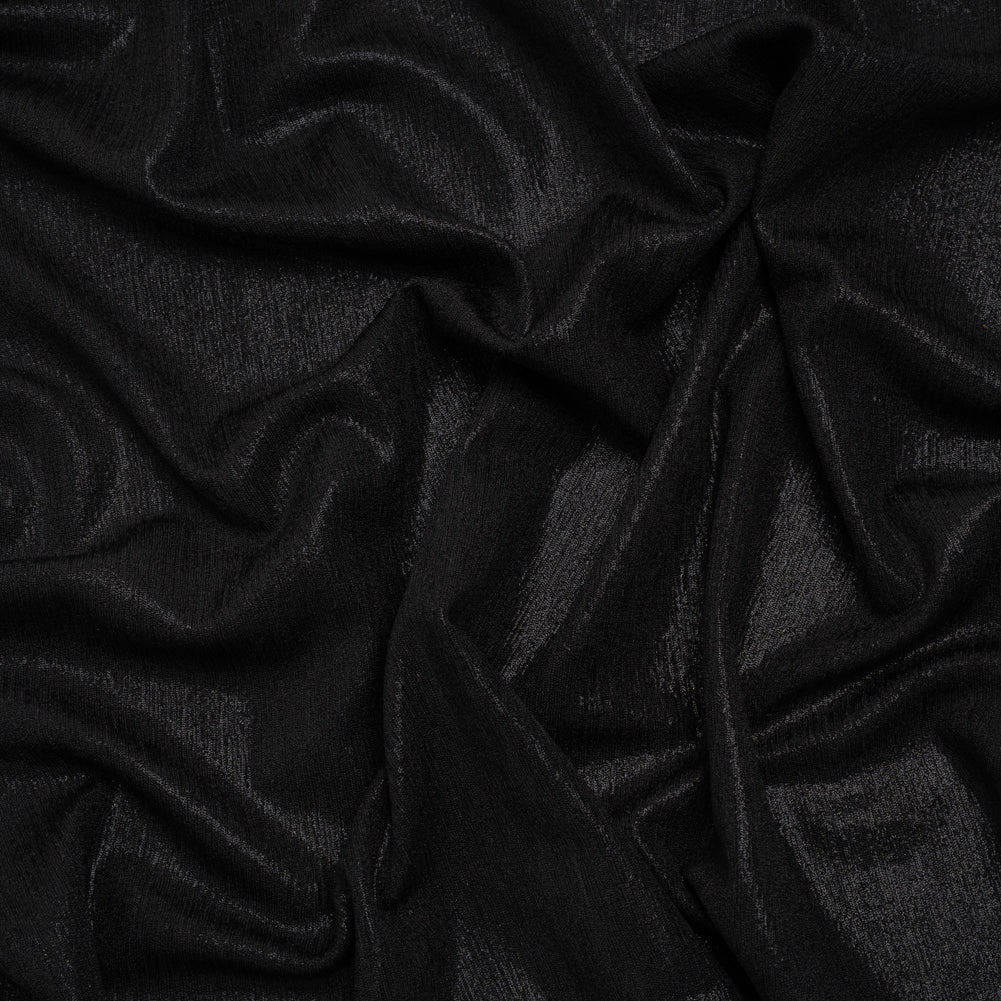 Metallic Foiled Uneven Stretch Rib Knit - Black on Black - Estelle Collection - Joann Fabrics