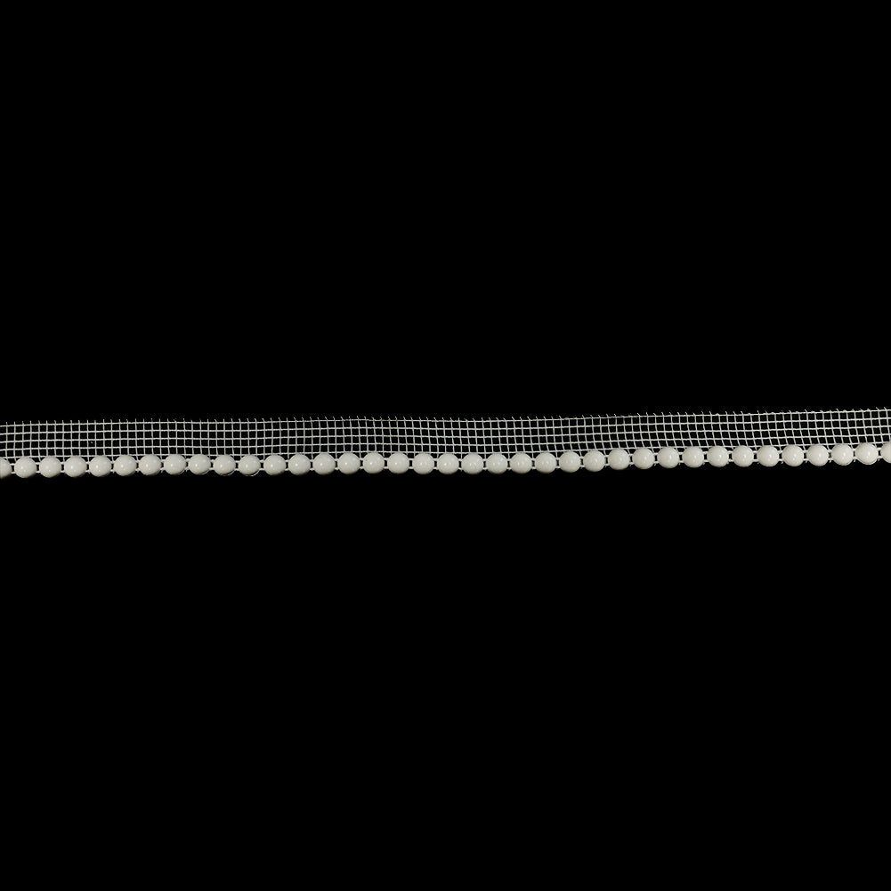 Vintage White Circular Beaded Trimming with White Mesh Lip - 0.5