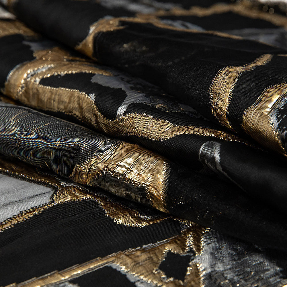 Metallic Gold and Black Abstract Burnout Luxury Brocade - Joann Fabrics