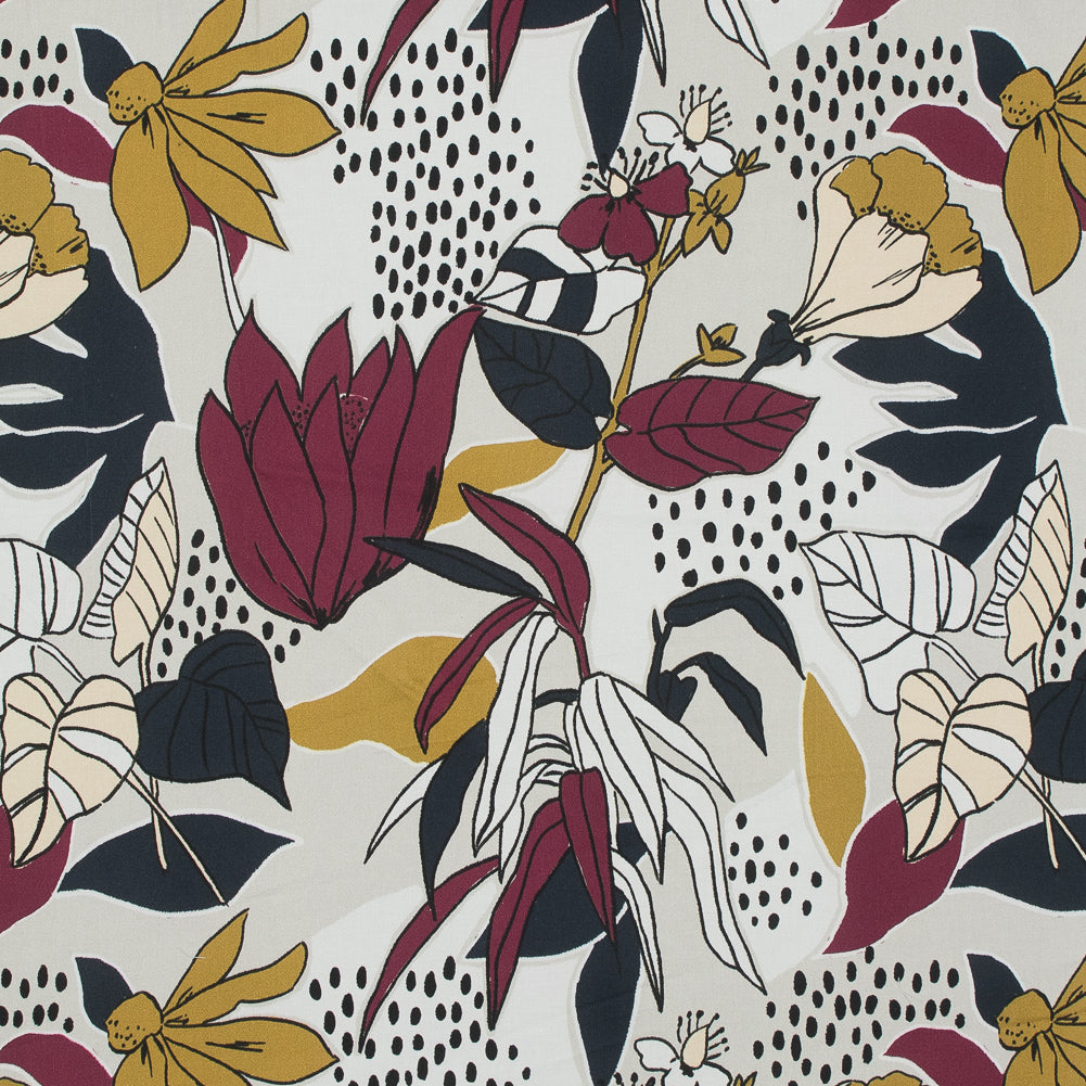 Stretch Cotton Sateen - Red Plum Floral - Pushing Up Daisies Print - Mood Exclusive Avenable Collection - Joann Fabrics