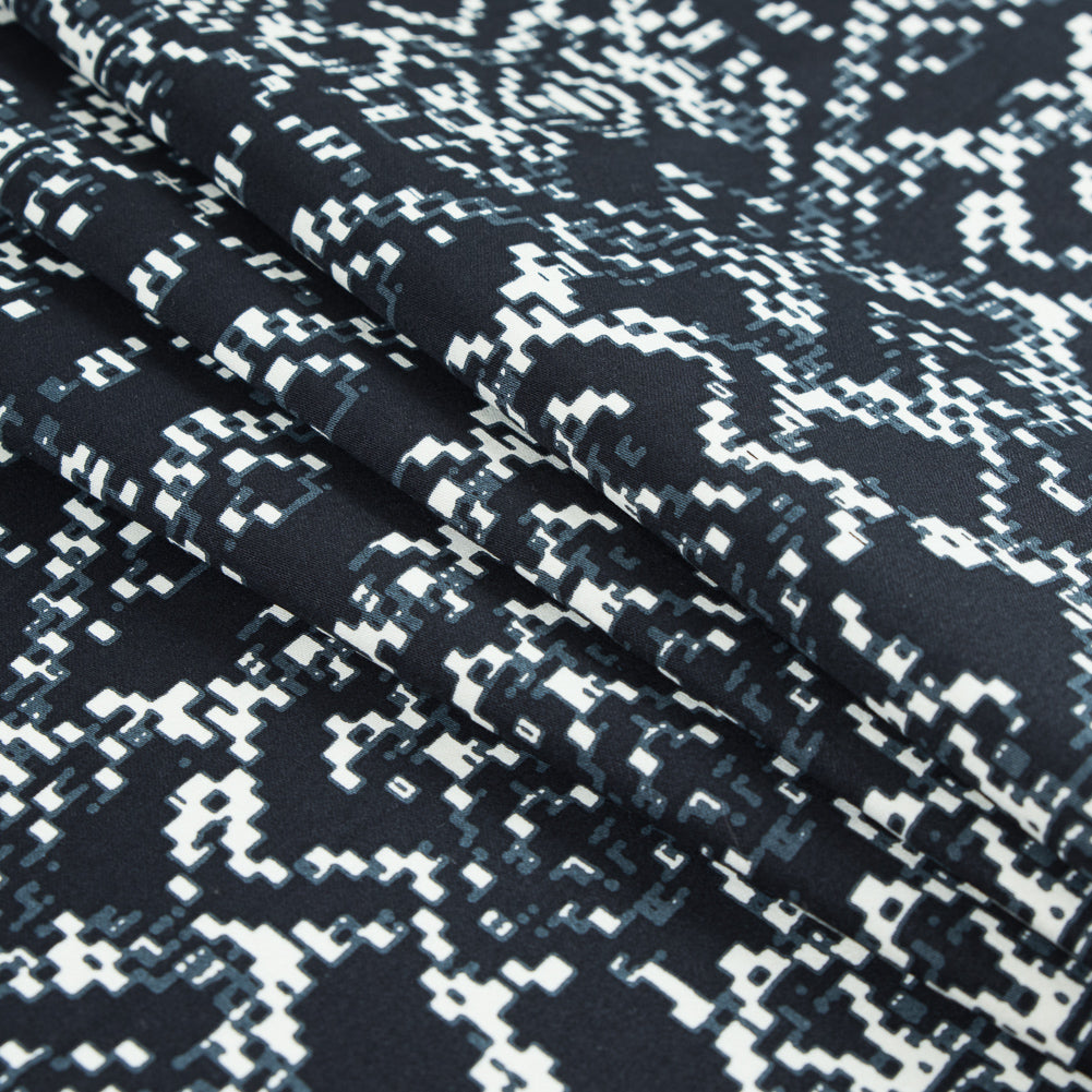 Black and Winter White Abstract Printed Stretch Cotton Sateen - Joann Fabrics