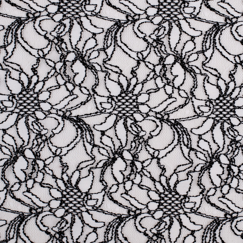 Famous NYC Designer Black/White Floral Crochet Lace - Joann Fabrics