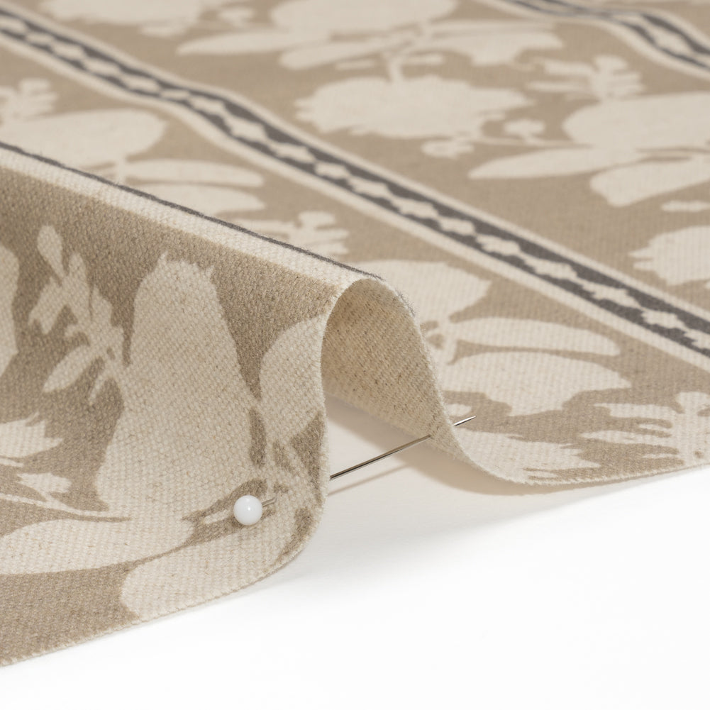 Brushed Cotton and Linen Canvas - Jute Floral Silhouette Stripes - British Imported - Joann Fabrics