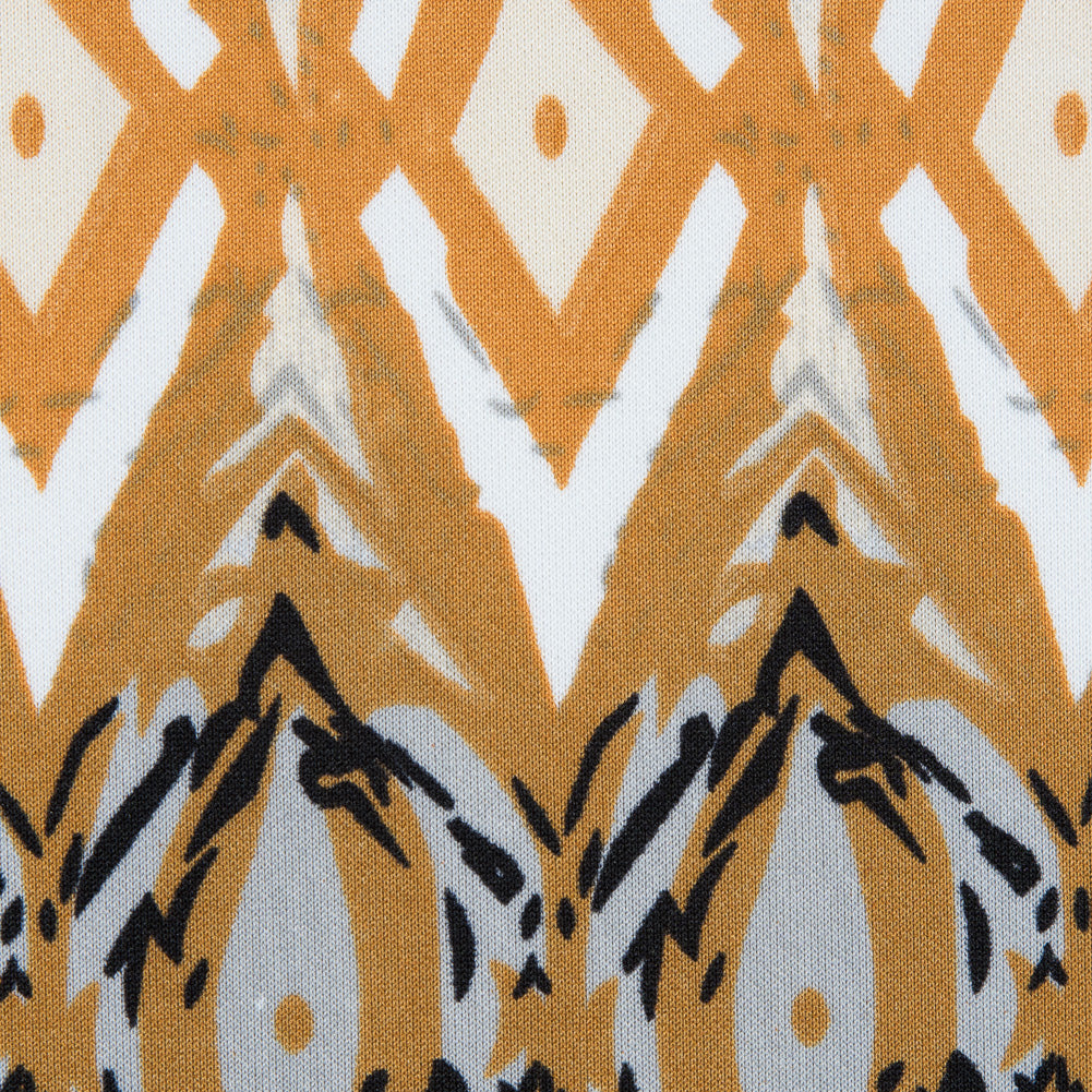 Golden Oak and Spruce Yellow Geometric Printed Stretch Double Knit - Joann Fabrics