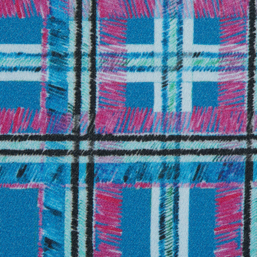 Blue and Pink Plaid Printed Stretch Cotton Sateen - Joann Fabrics