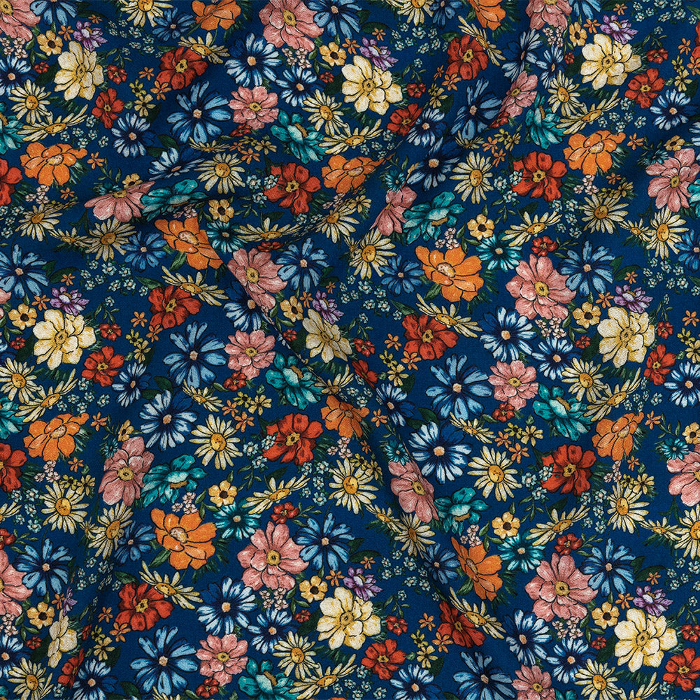Mood Exclusive Twilight Blue Blossomed Detonation Viscose Twill - Joann Fabrics