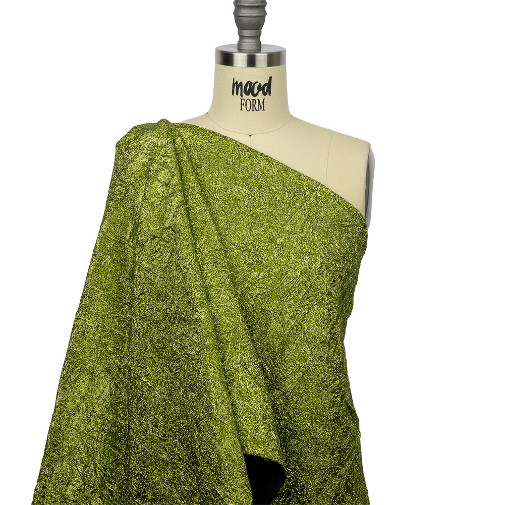 Astrolabe Metallic Lime Green Crinkled Luxury Brocade with Black Backing - Joann Fabrics