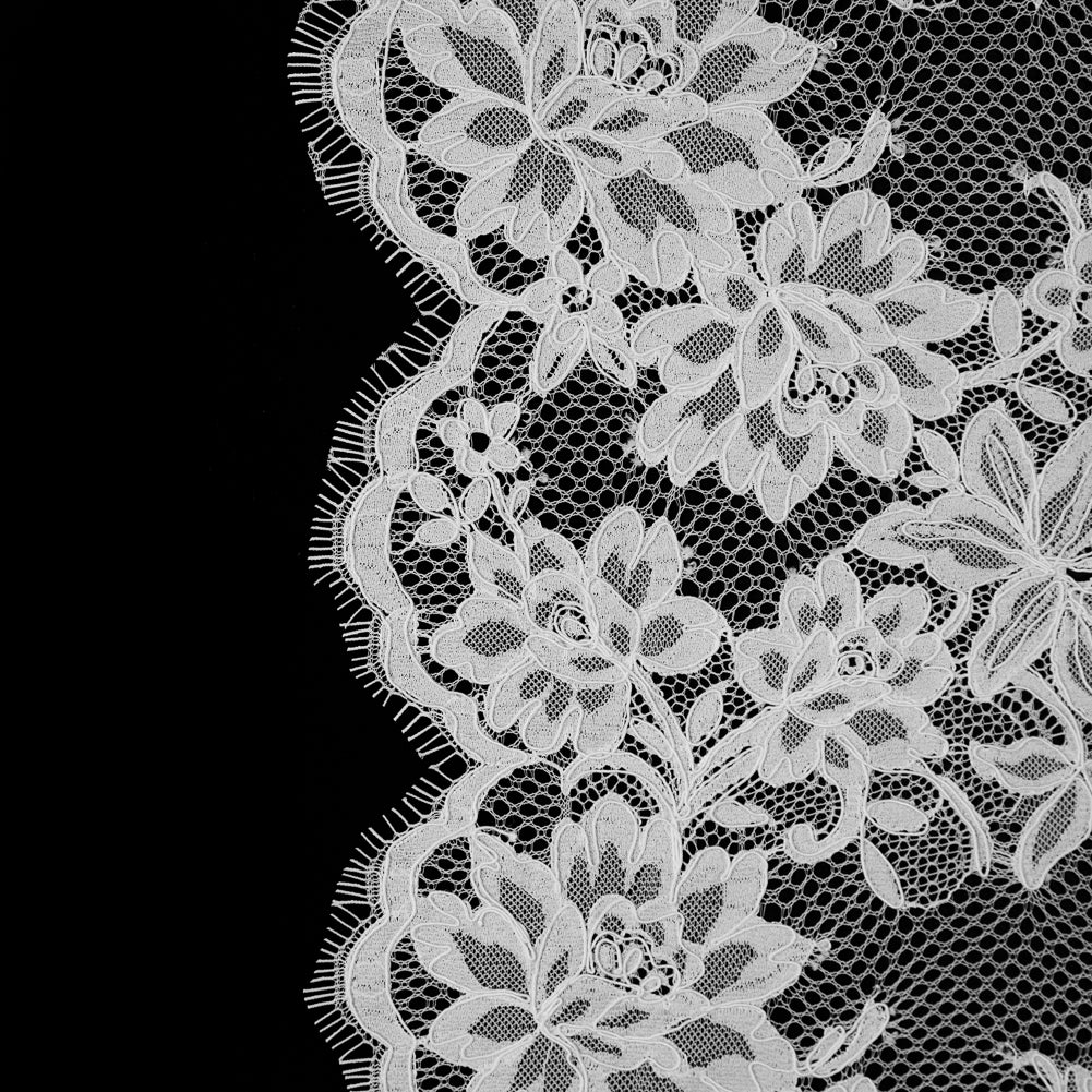 Fancy Corded Lace with Scalloped Eyelash Edges - Off-White Floral - Joann Fabrics