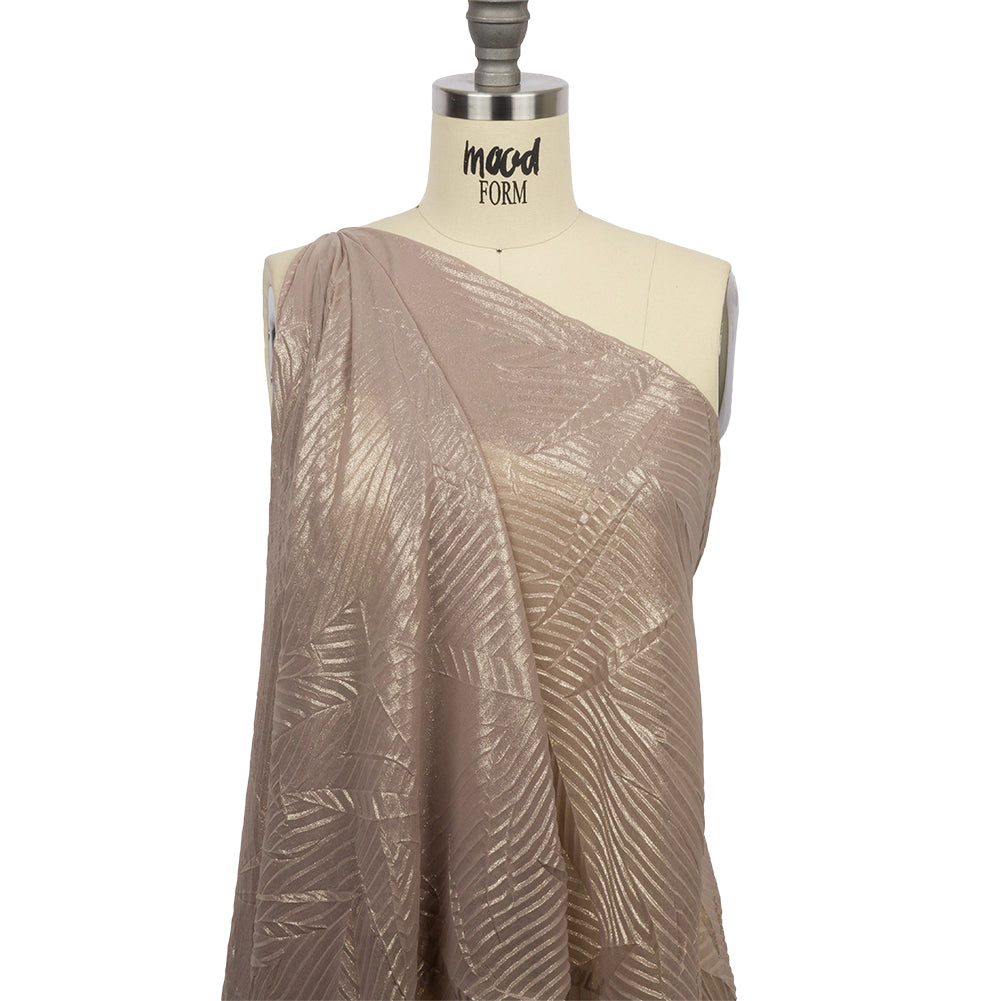 Polyester Chiffon with Abstract Pleats and Gold Foil - Tan - Melia Collection - Joann Fabrics