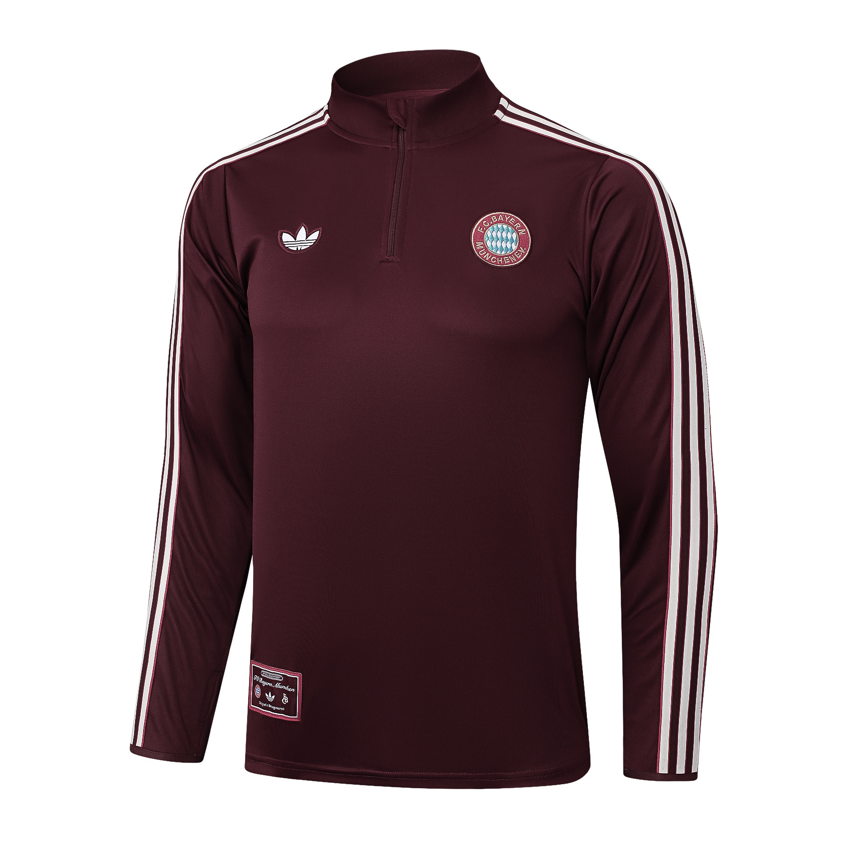 2025/2026 Bayern Munich Half-Pull Training Suit Dark Red Retro Style Football Shirt 1:1 Thai Quality Set