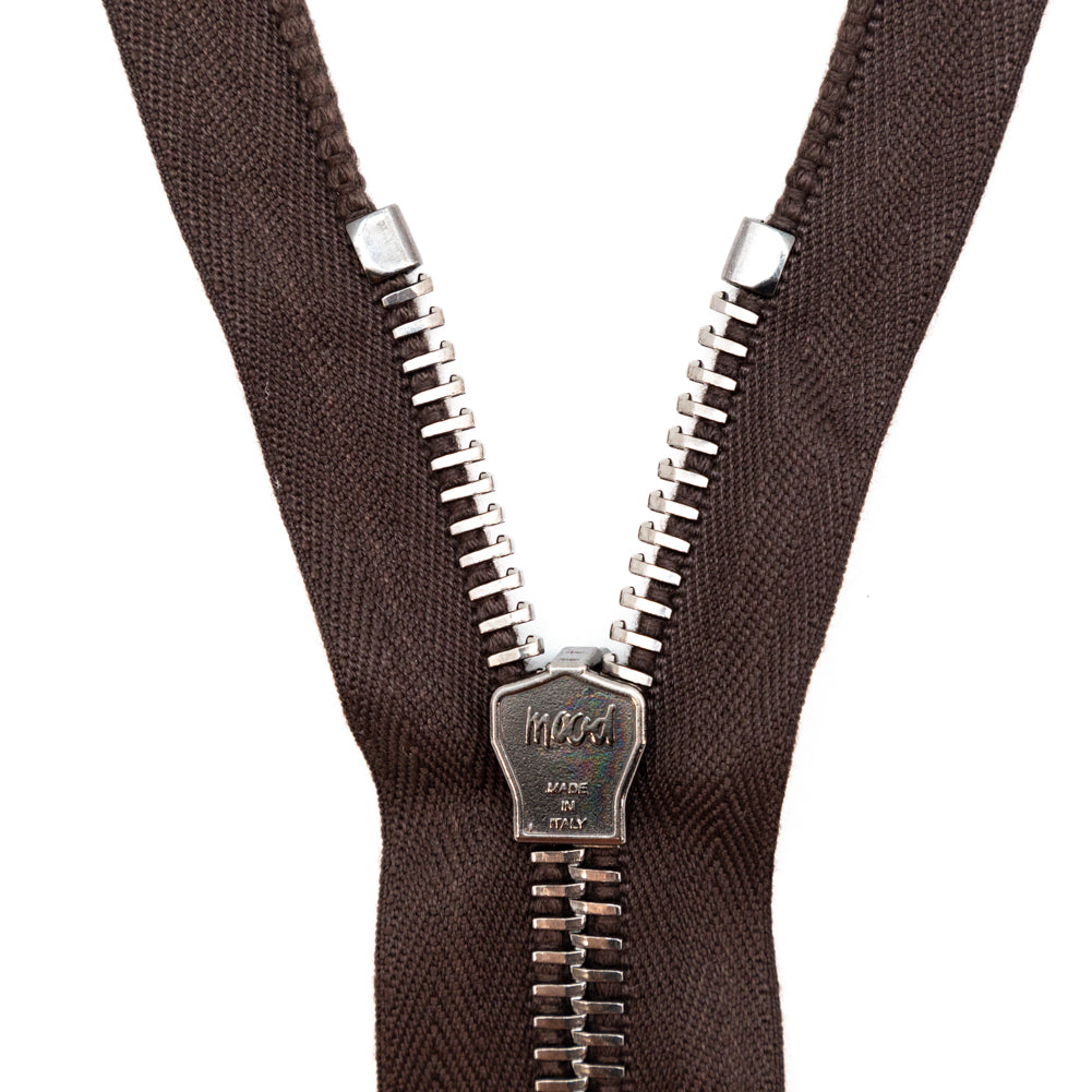 Mood Exclusive Italian Brown and Gunmetal T8 Closed End Metal Zipper - 9